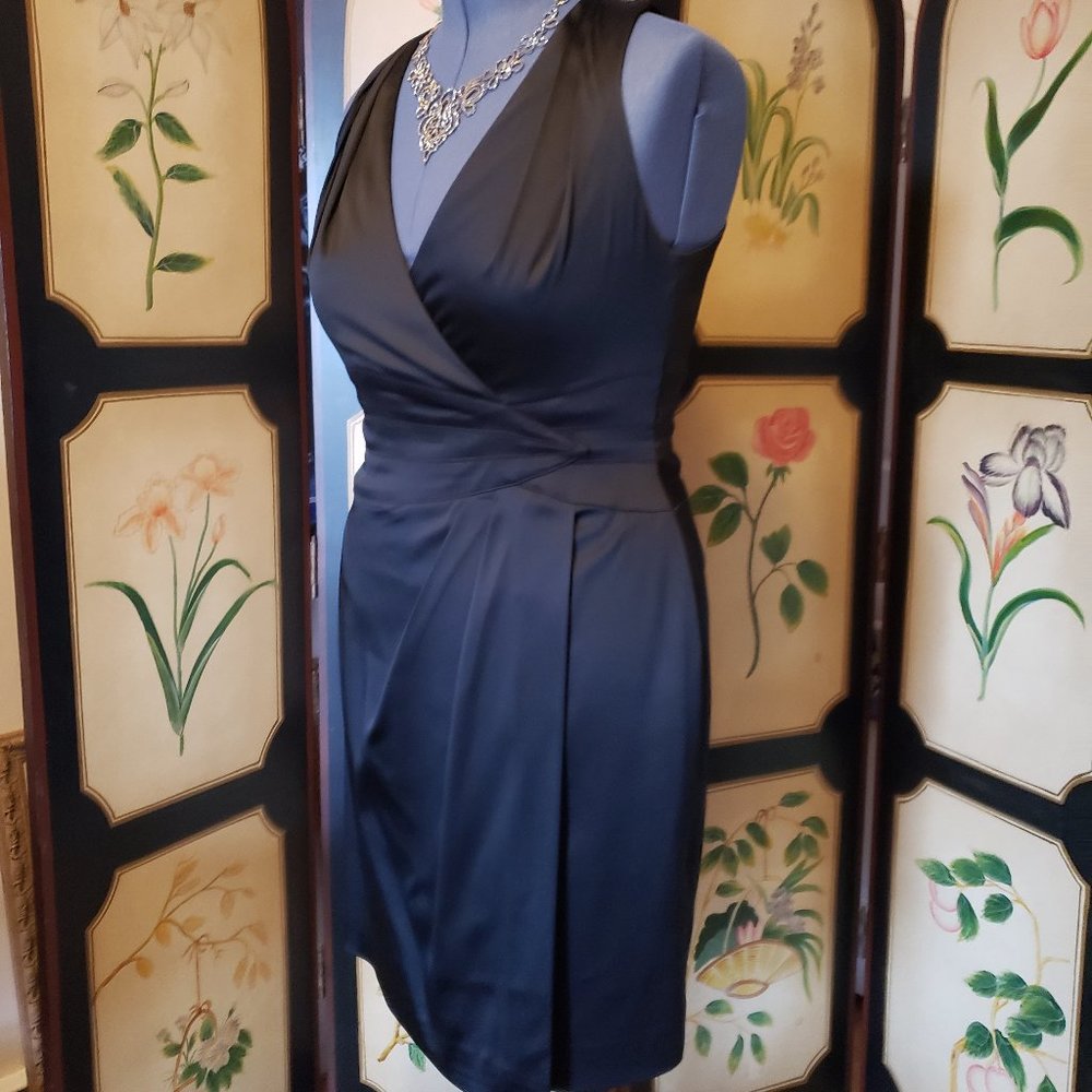 Kay UNGER Black Satin Cocktail Dress